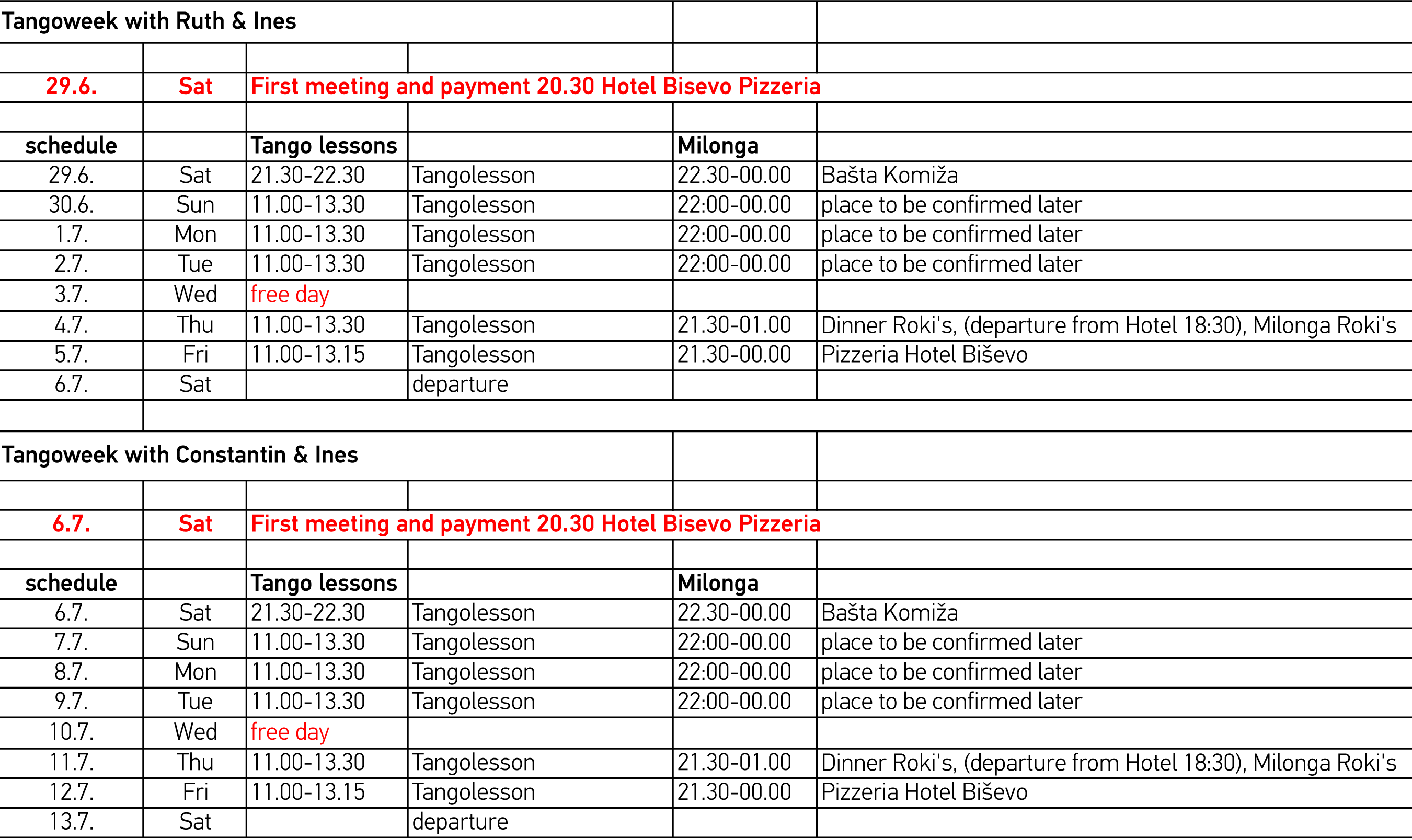 Schedule